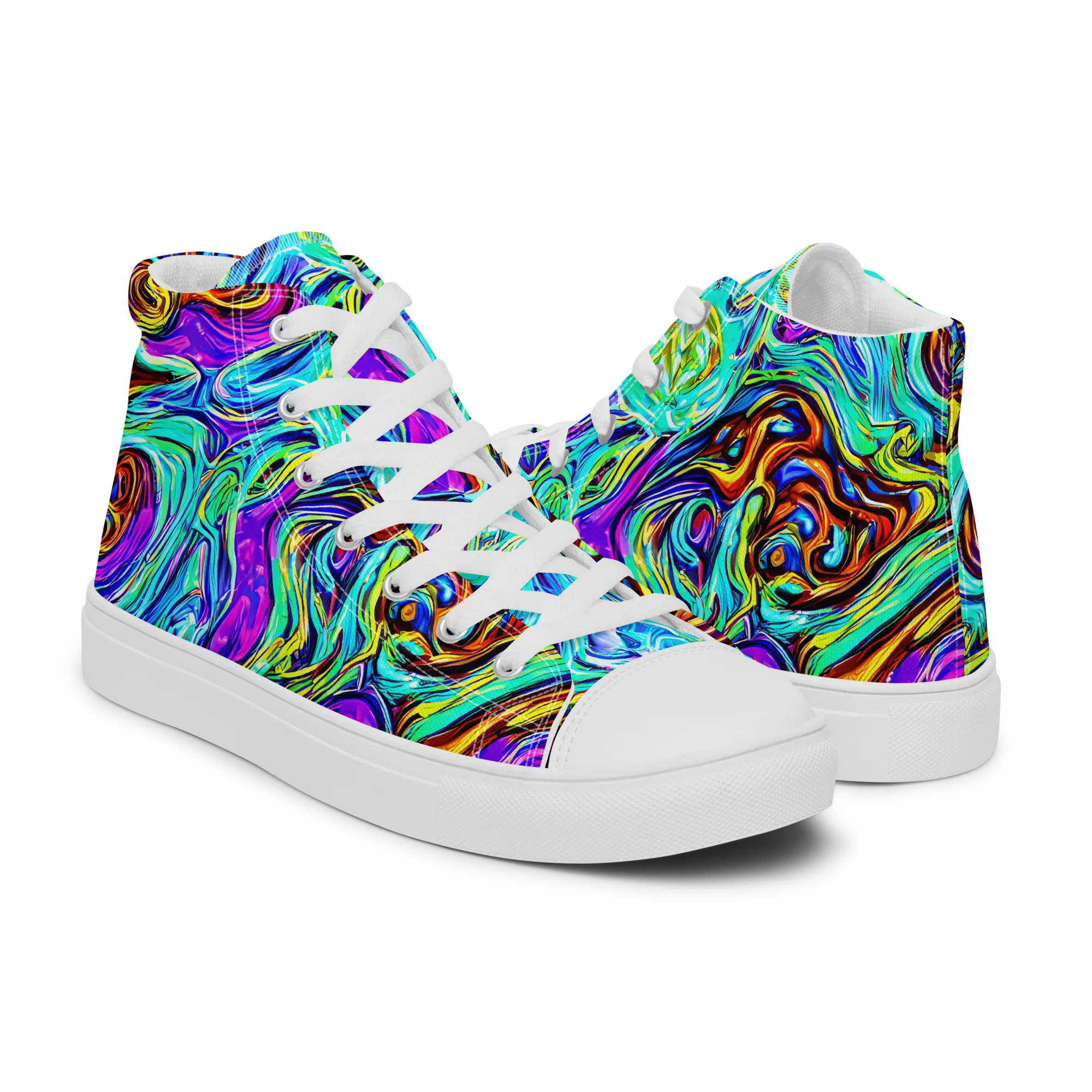 Mystic Iridescence on Men's High Top Canvas Shoes — Right
