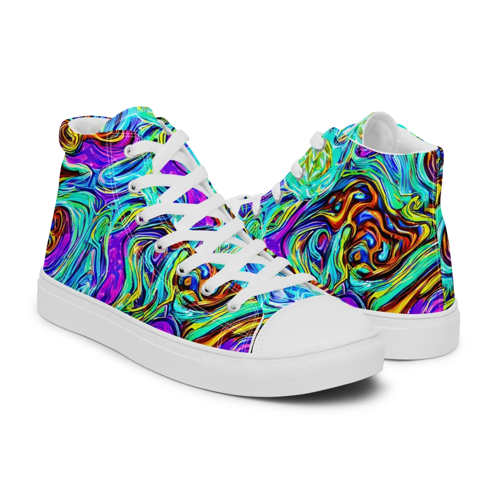 Mystic Iridescence on Men's High Top Canvas Shoes — Right