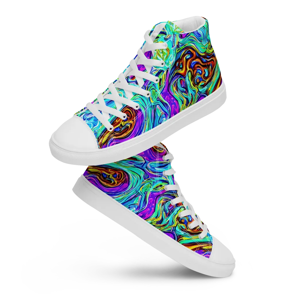 Mystic Iridescence on Men's High Top Canvas Shoes — Front