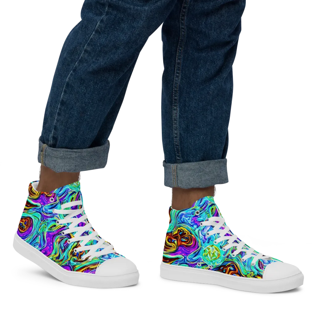Mystic Iridescence on Men's High Top Canvas Shoes — Right