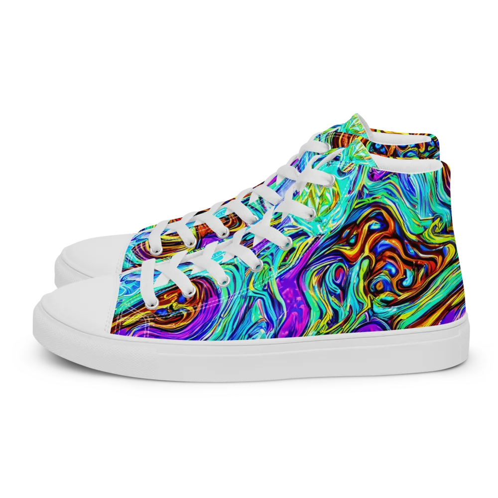 Mystic Iridescence on Women's High Top Canvas Shoes — Left