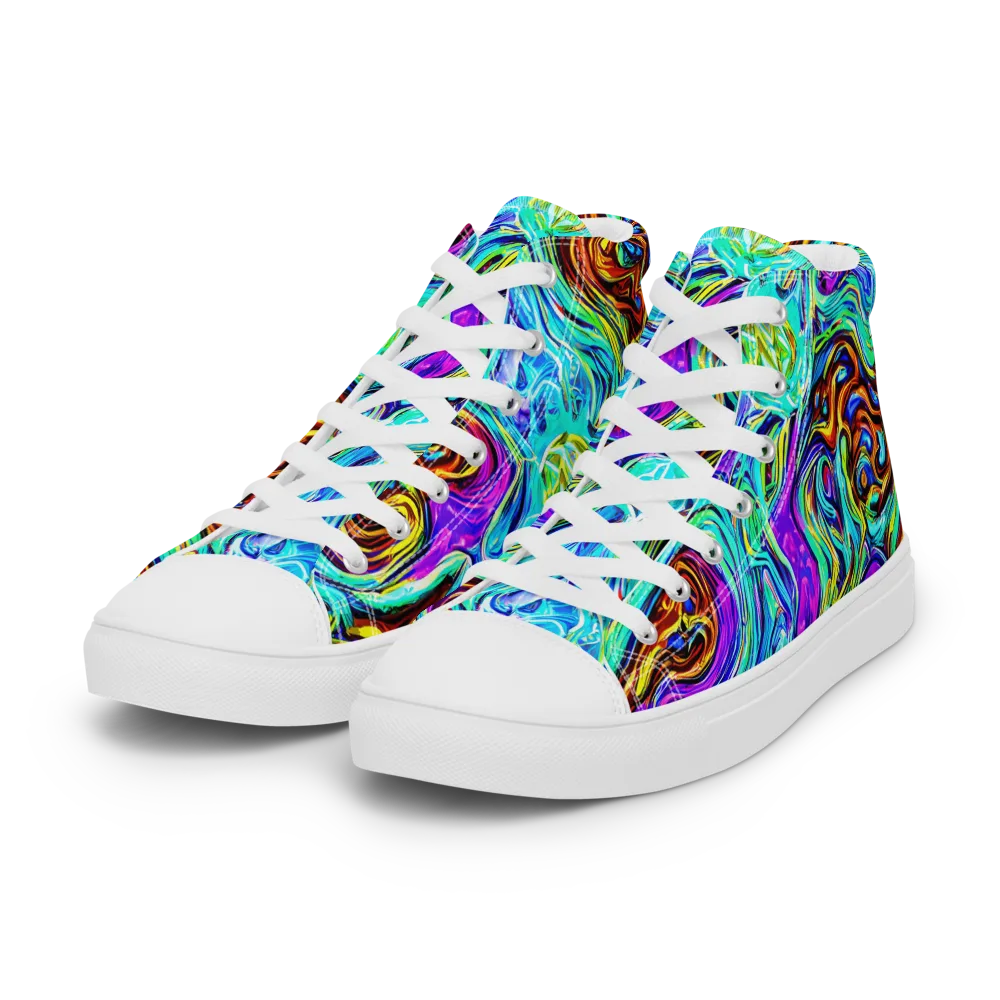 Mystic Iridescence on Women's High Top Canvas Shoes — Left Front