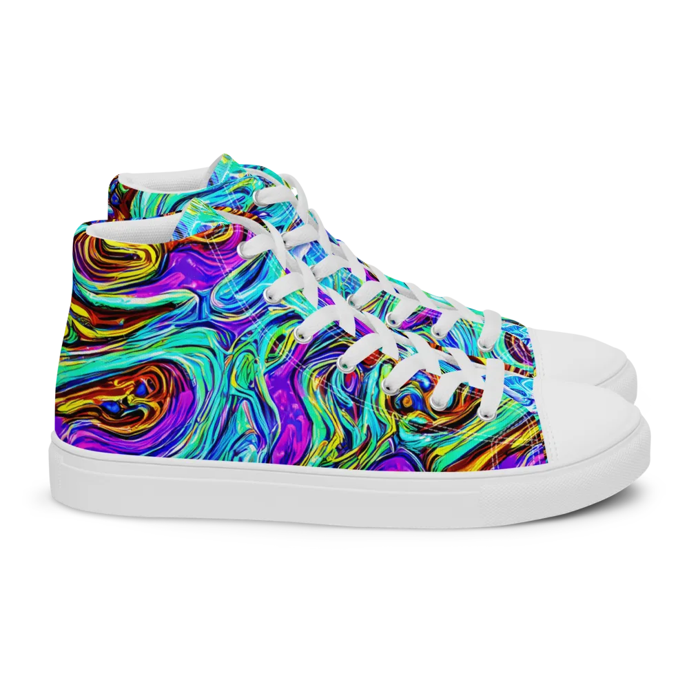 Mystic Iridescence on Women's High Top Canvas Shoes — Right