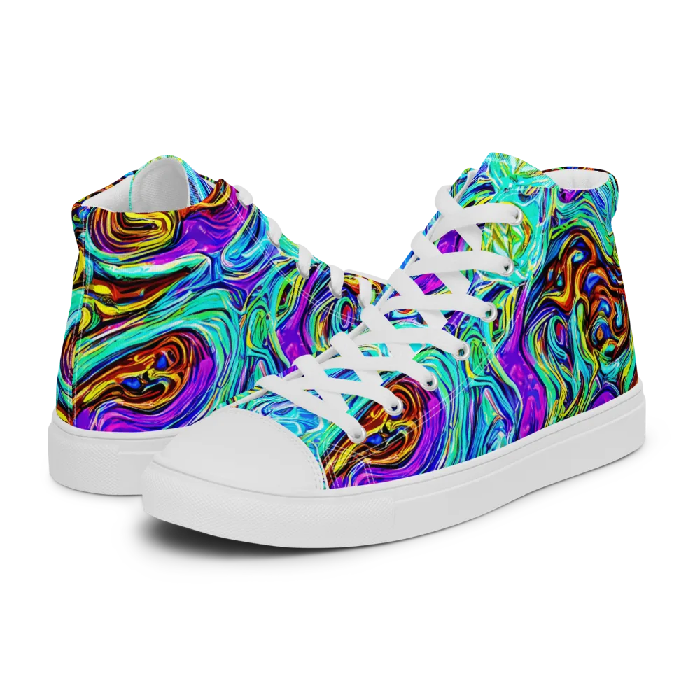 Mystic Iridescence on Women's High Top Canvas Shoes — Left