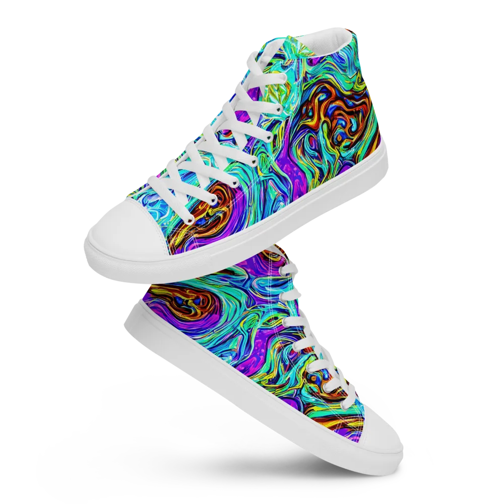 Mystic Iridescence on Women's High Top Canvas Shoes — Front