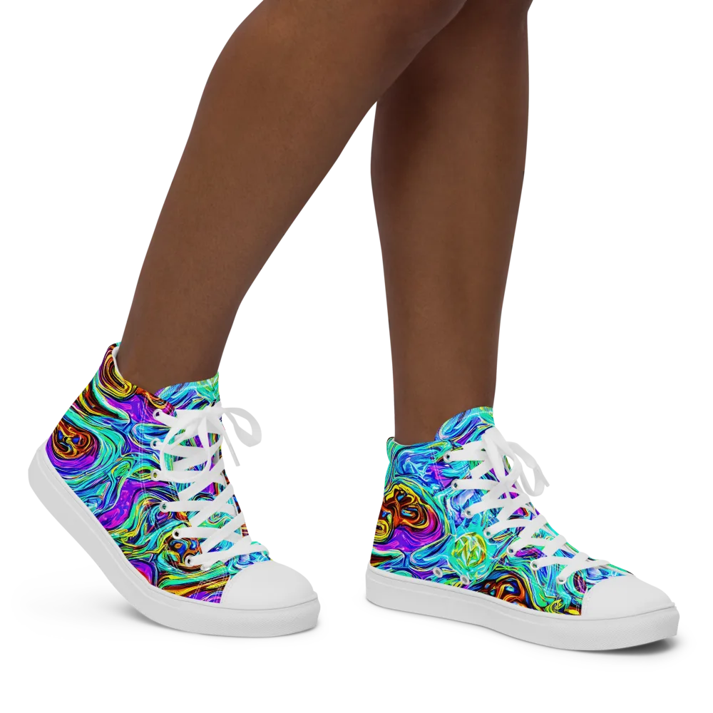 Mystic Iridescence on Women's High Top Canvas Shoes — Right