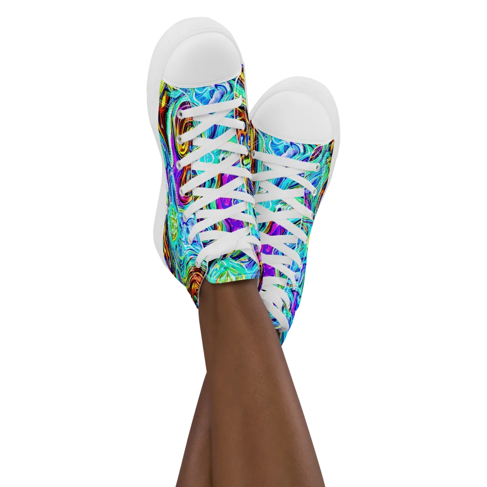 Mystic Iridescence on Women's High Top Canvas Shoes — Front