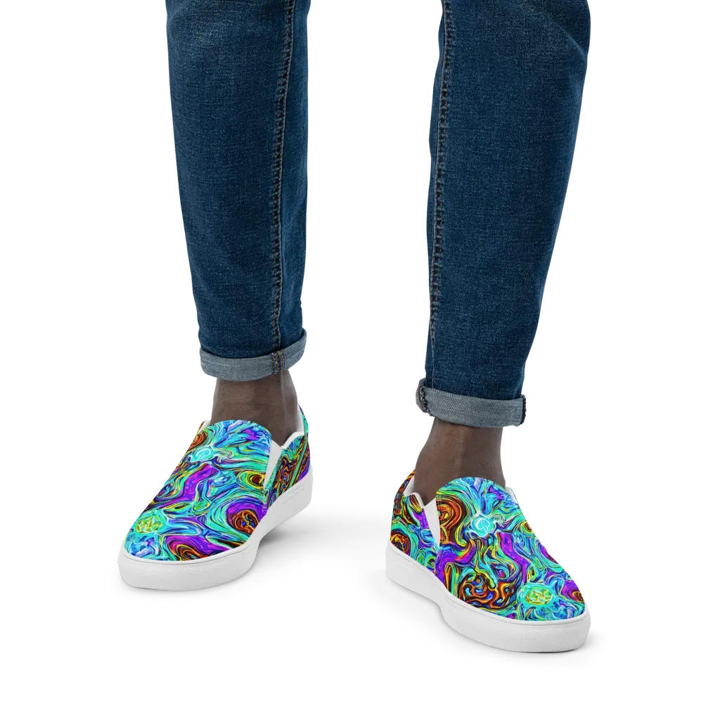 Mystic Iridescence on Men's Slip-On Canvas Shoes — Front
