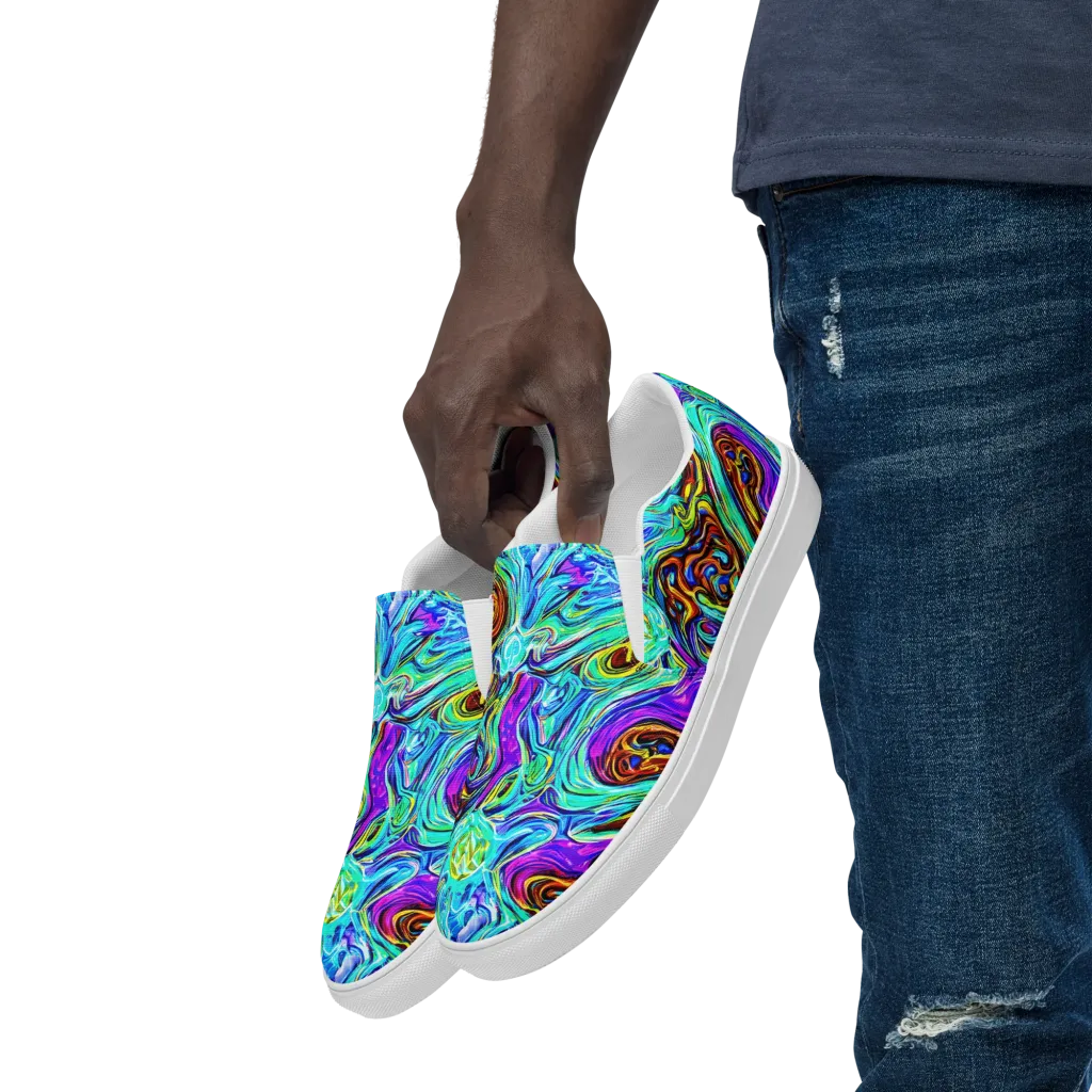 Mystic Iridescence on Men's Slip-On Canvas Shoes — Left Front