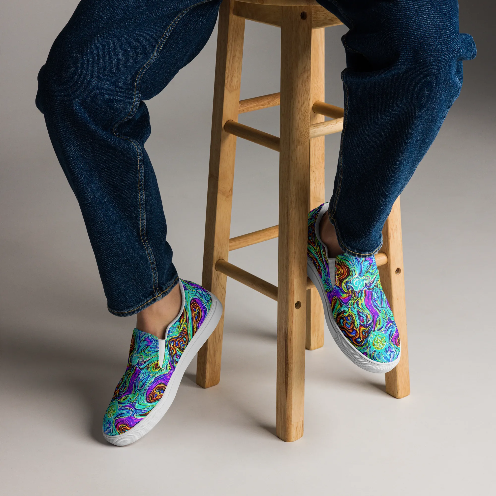 Mystic Iridescence on Men's Slip-On Canvas Shoes — Front