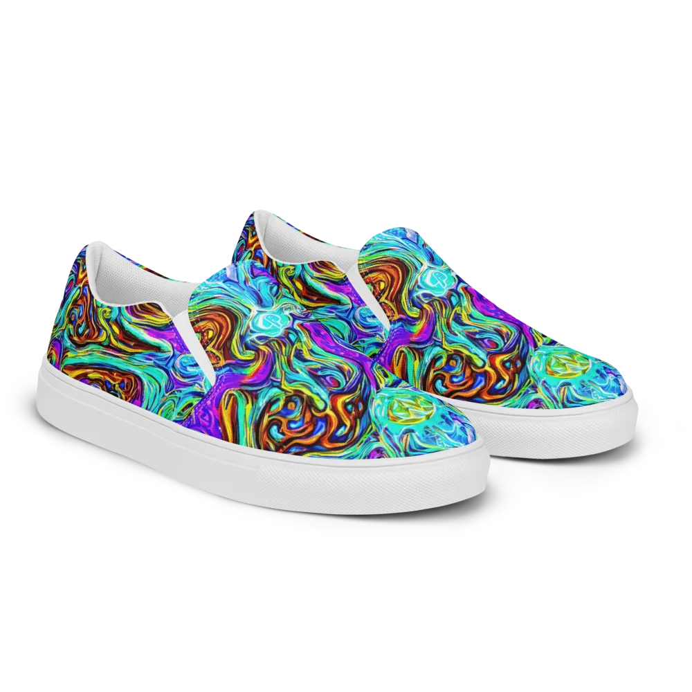 Mystic Iridescence on Women's Slip-On Canvas Shoes — Right Front