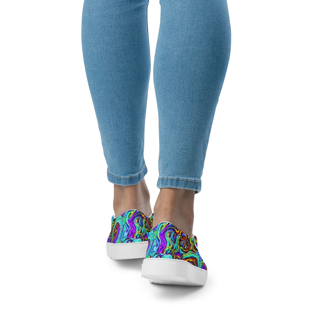 Mystic Iridescence on Women's Slip-On Canvas Shoes — Back