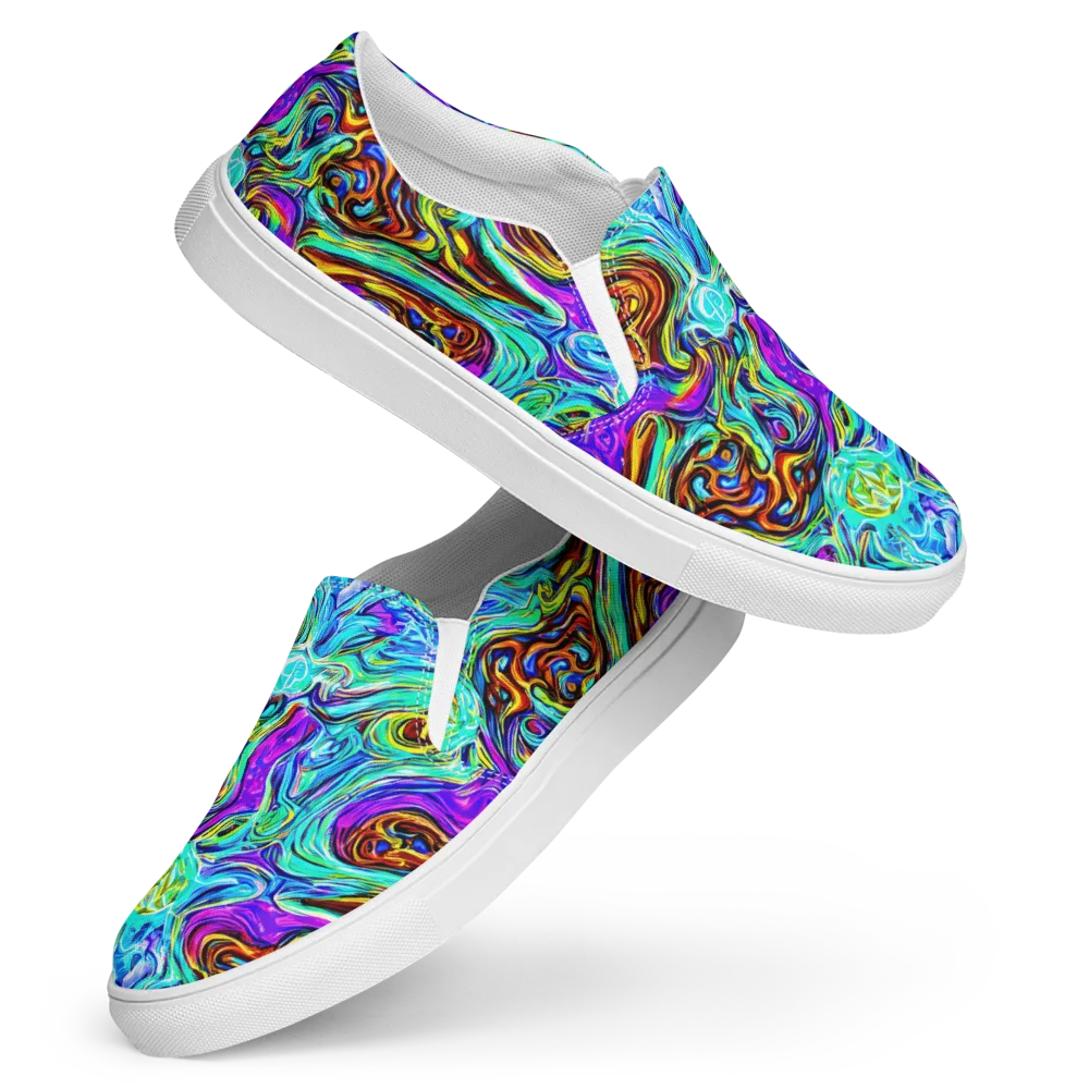 Mystic Iridescence on Women's Slip-On Canvas Shoes — Front