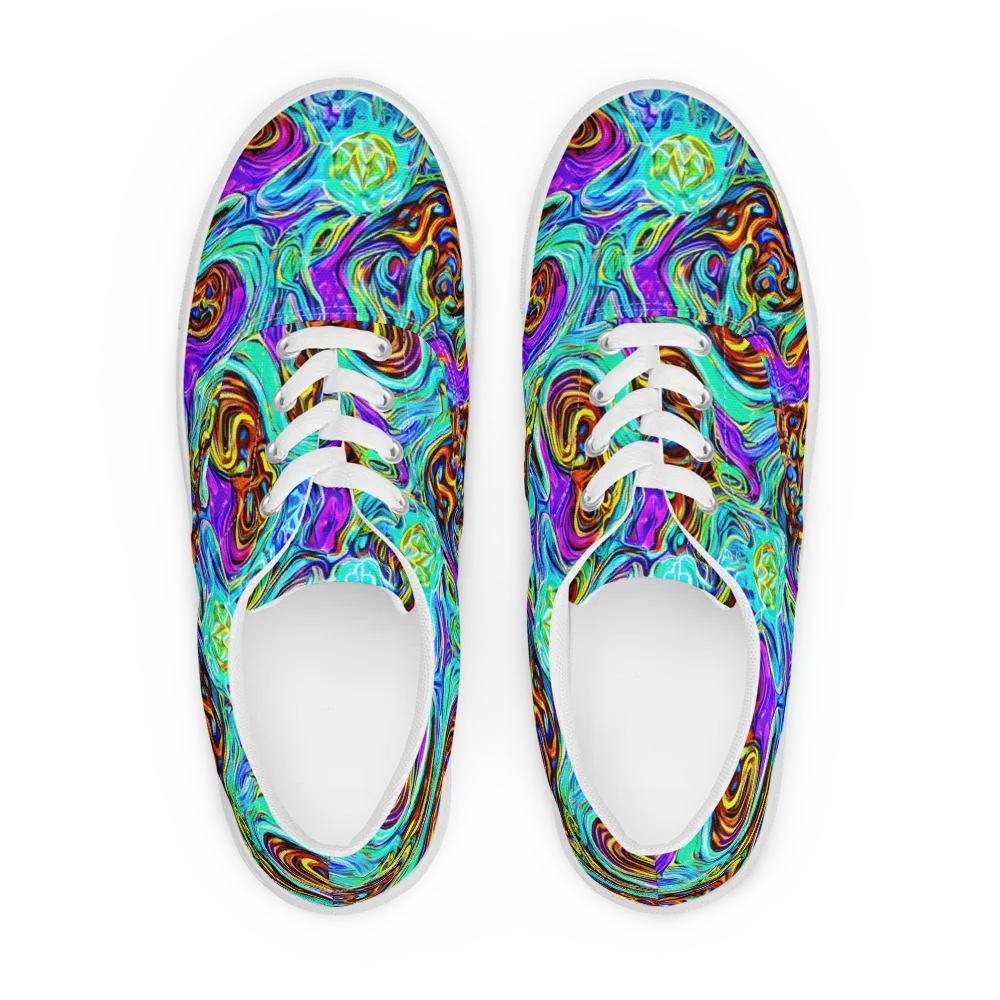 Mystic Iridescence on Men's Lace-Up Canvas Shoes — Front