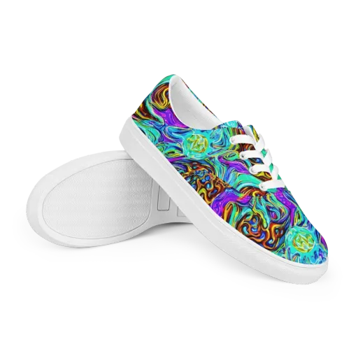 Mystic Iridescence on a Men's Lace-Up Canvas Shoes