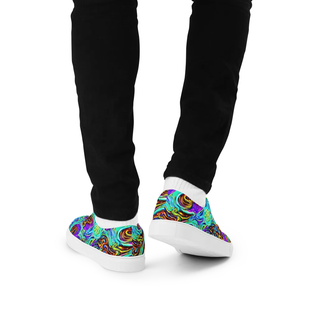 Mystic Iridescence on Men's Lace-Up Canvas Shoes — Back