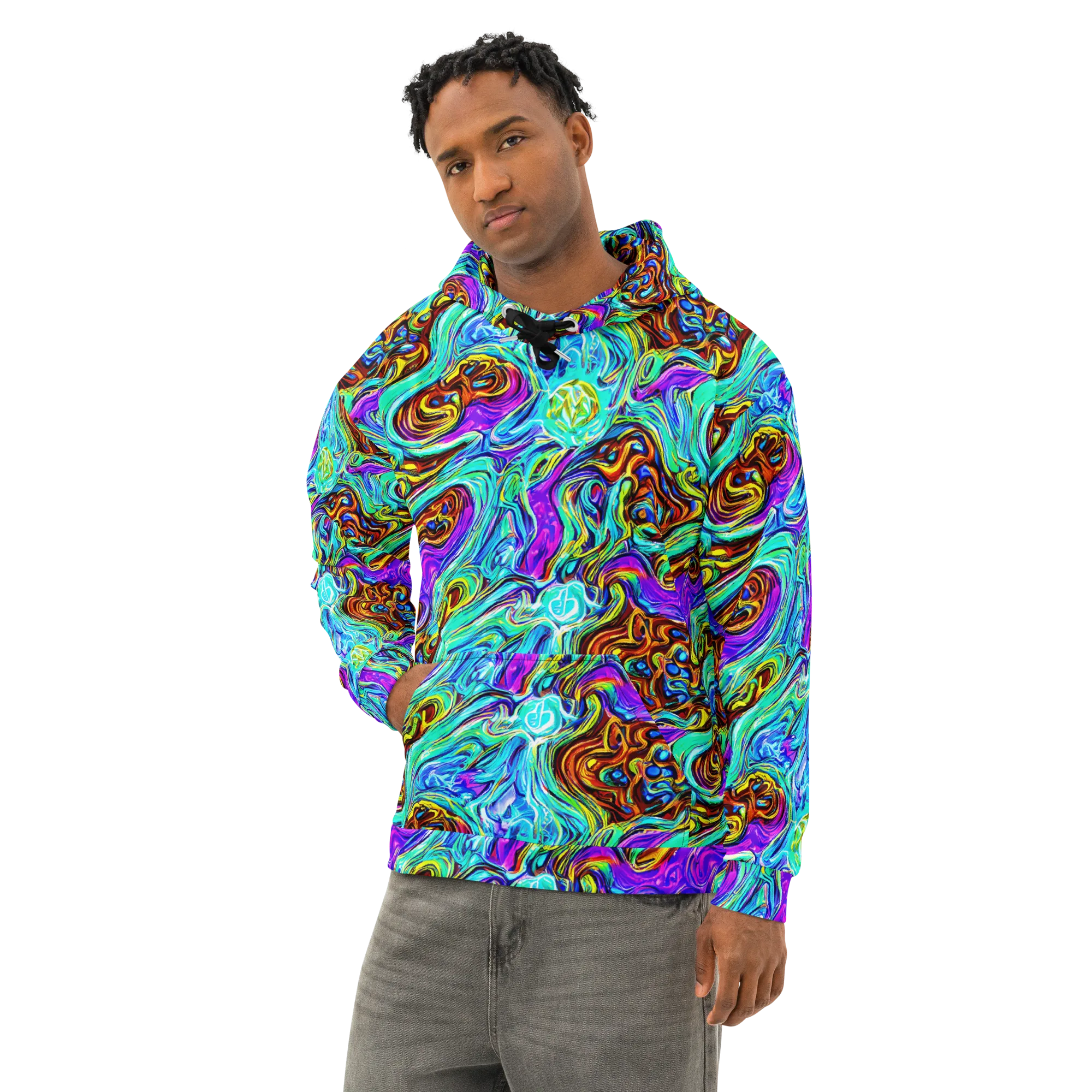 Mystic Iridescence on Cotton Hoodie — Left Front