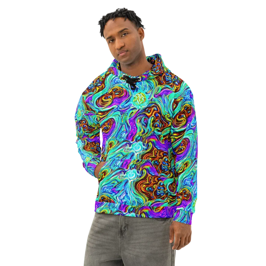 Mystic Iridescence on Cotton Hoodie — Left Front
