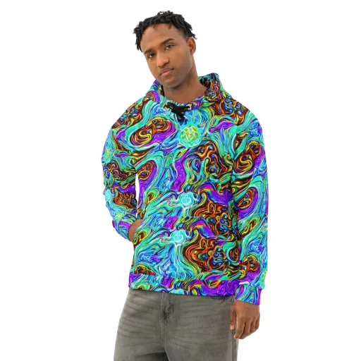 Mystic Iridescence on a Cotton Hoodie