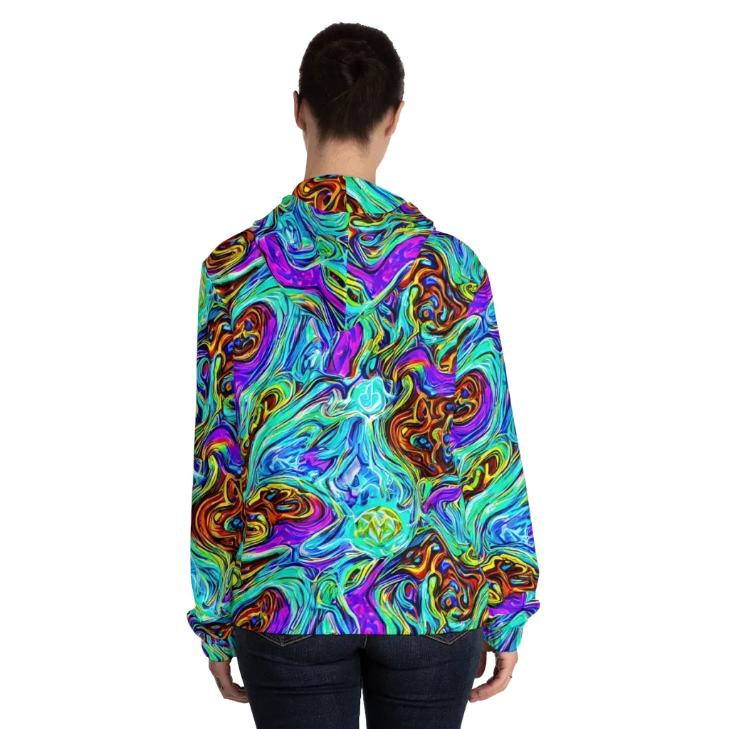 Mystic Iridescence on Women's Full-Zip Hoodie — Back On Person