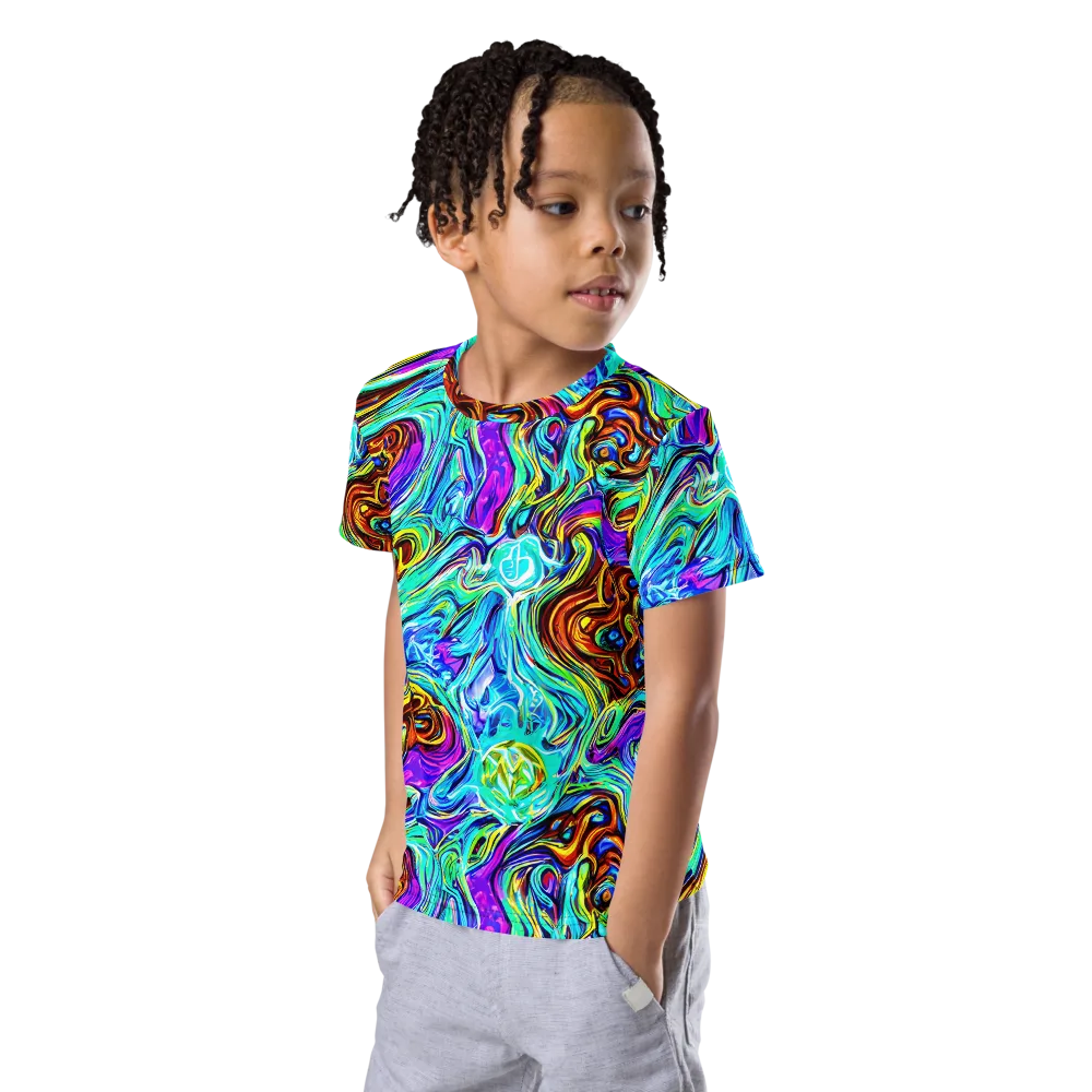 Mystic Iridescence on Kids Crew Neck T-Shirt — Left Front