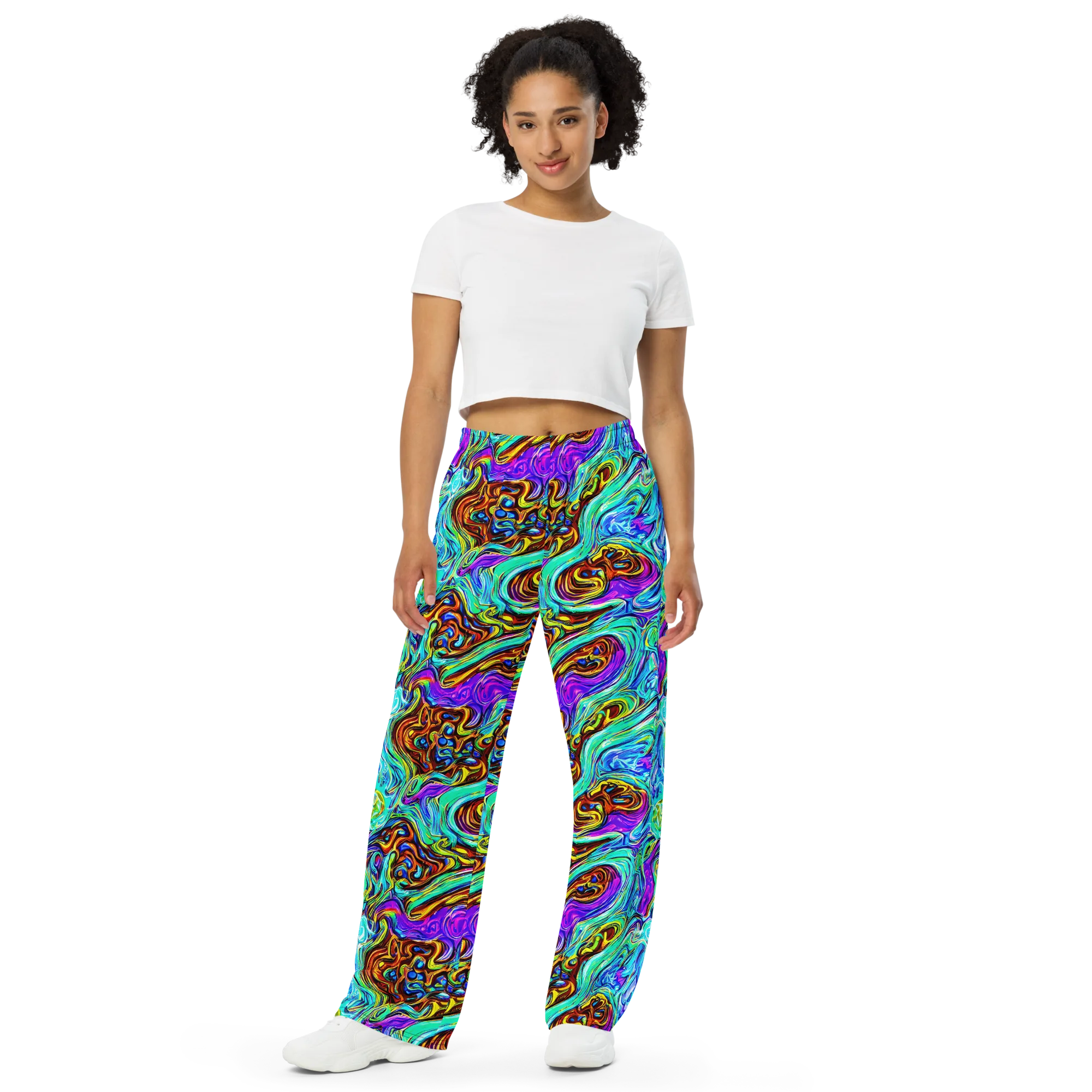Mystic Iridescence on Wide-Leg Pants — Front