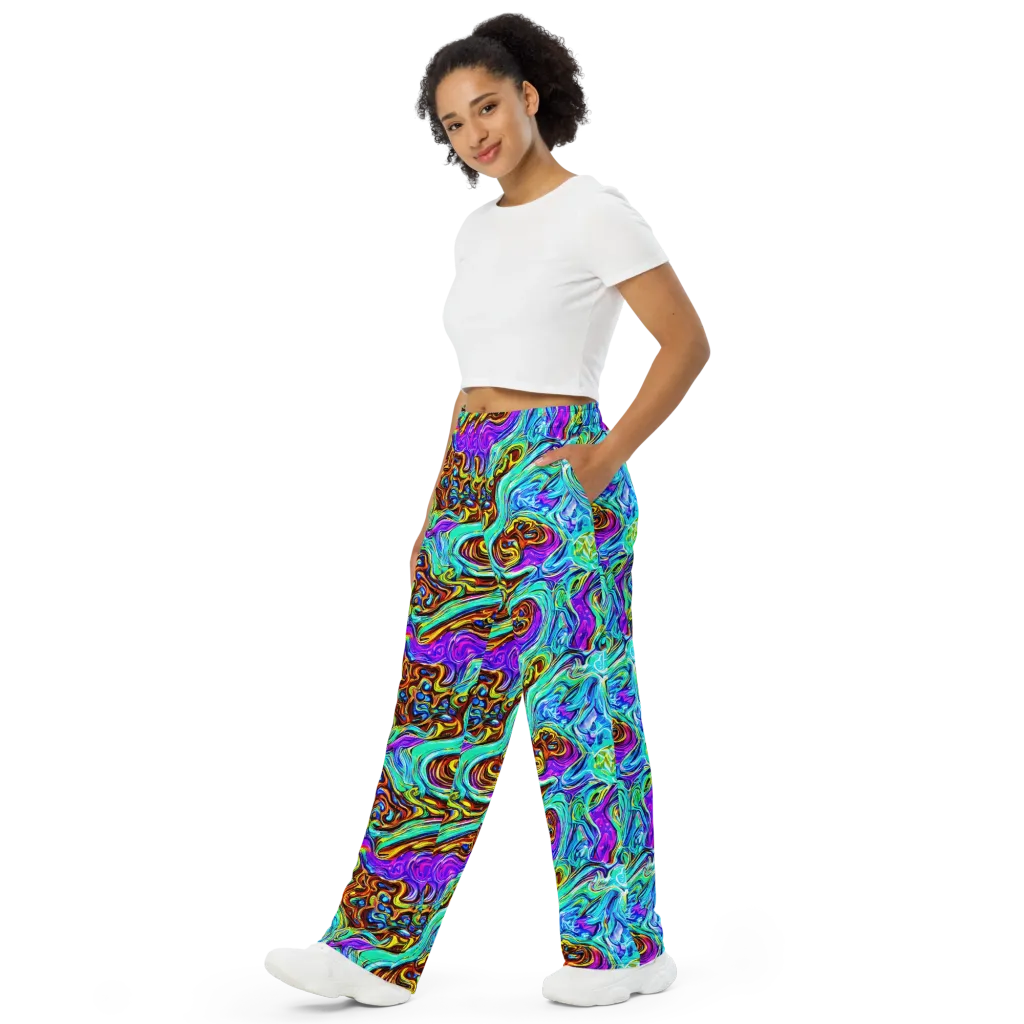 Mystic Iridescence on Wide-Leg Pants — Left Front