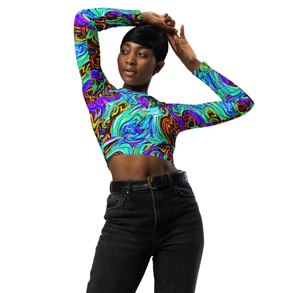 Mystic Iridescence on Long Sleeve Crop Top — Front