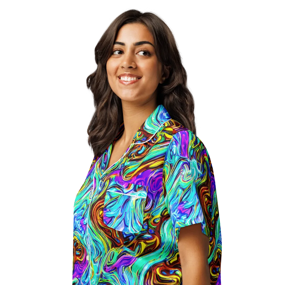 Mystic Iridescence on Women's Short Sleeve Pajama Top — Left Front