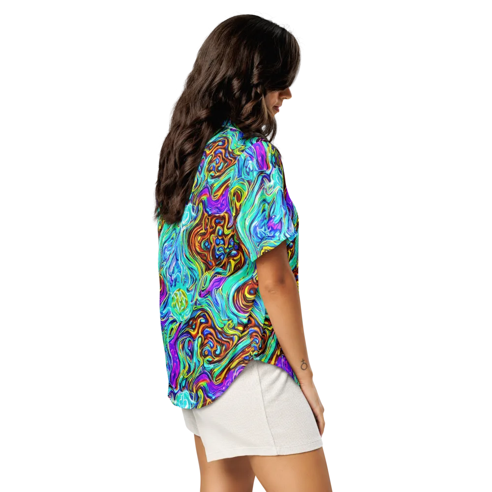 Mystic Iridescence on Women's Short Sleeve Pajama Top — Right Back