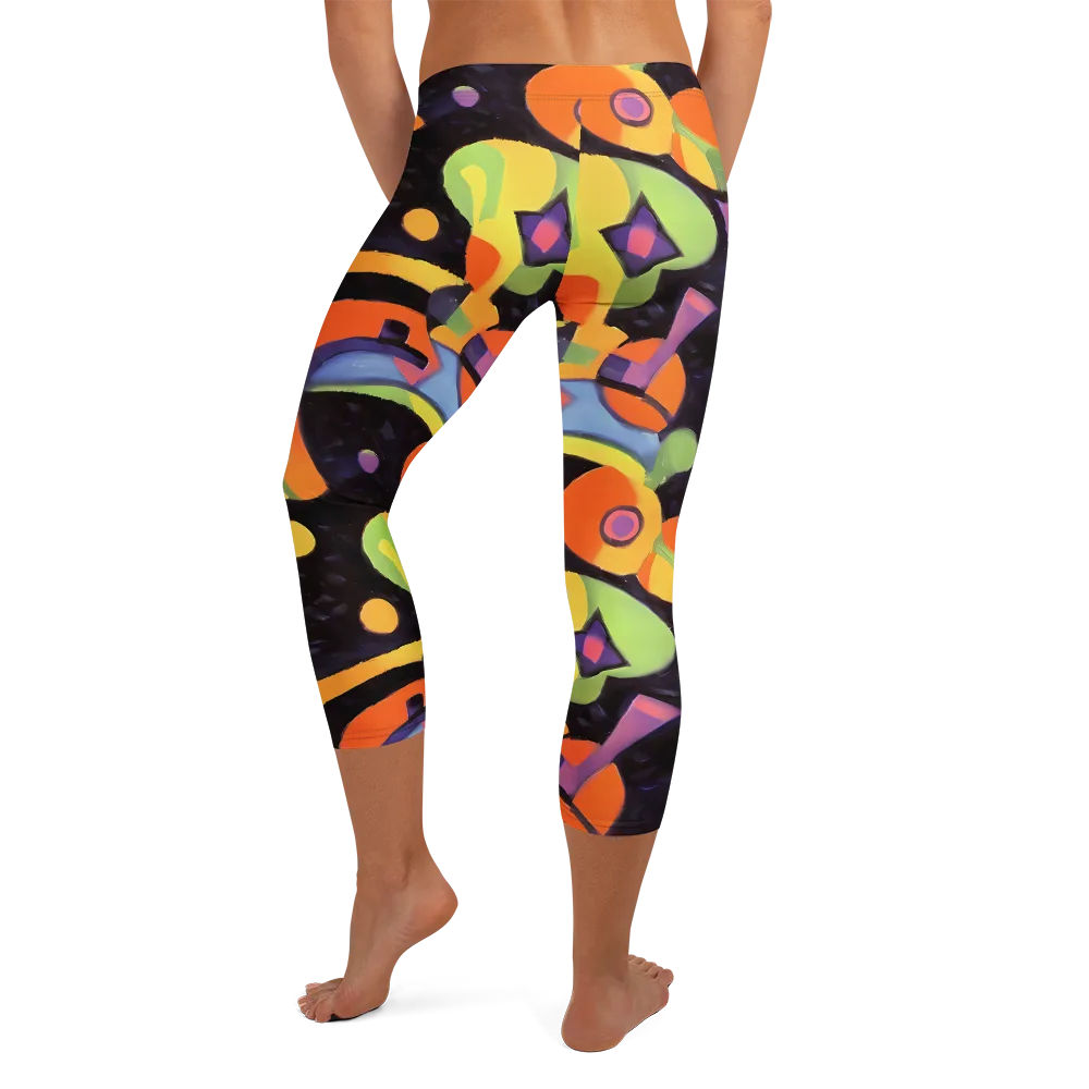 Neon Symphony on Capri Leggings — Back