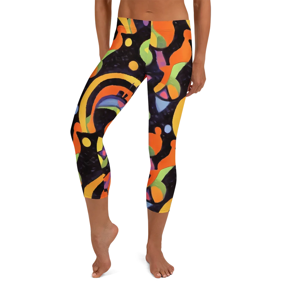 Neon Symphony on Capri Leggings — Front