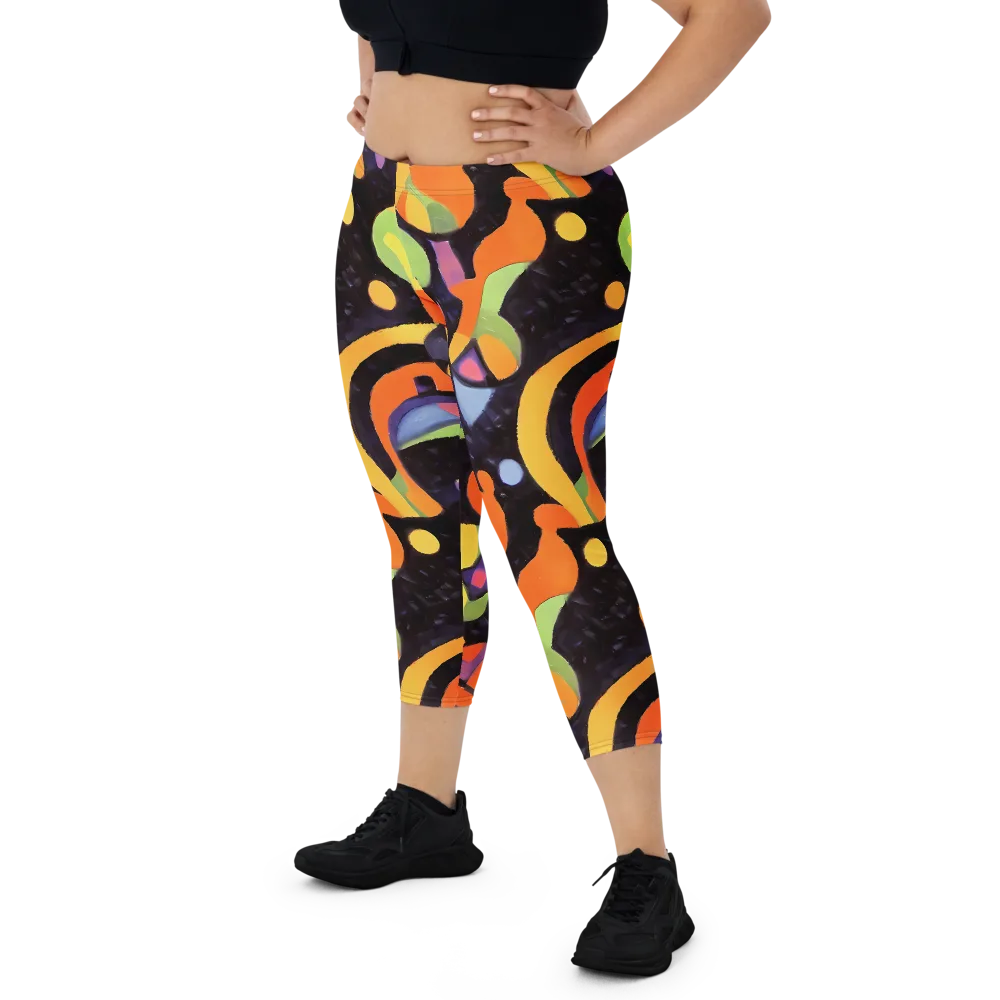 Neon Symphony on Capri Leggings — Front