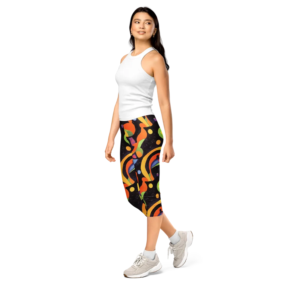 Neon Symphony on Capri Leggings — Left Front