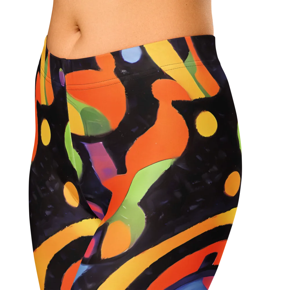 Neon Symphony on Capri Leggings — Zoomed-in