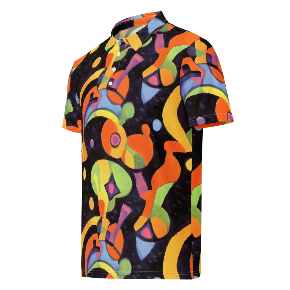 Neon Symphony on Men's Slim Fit Polo Shirt — Left Front