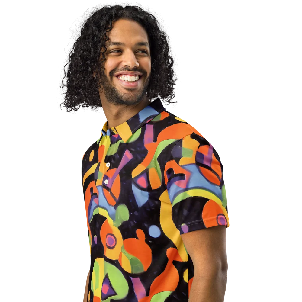 Neon Symphony on Men's Slim Fit Polo Shirt — Left Front