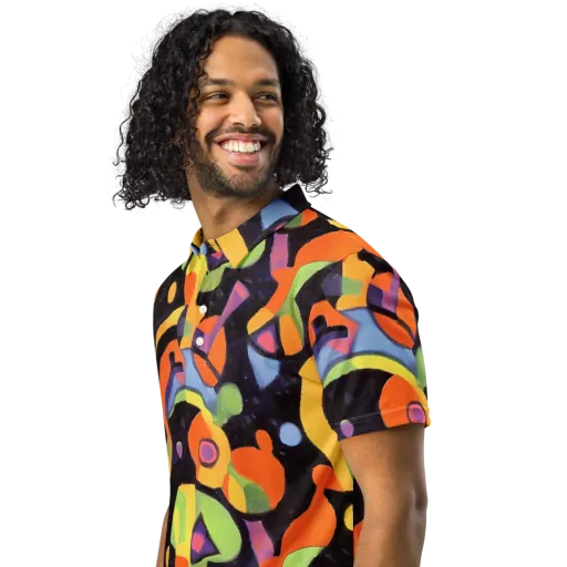 Neon Symphony on a Men's Slim Fit Polo Shirt