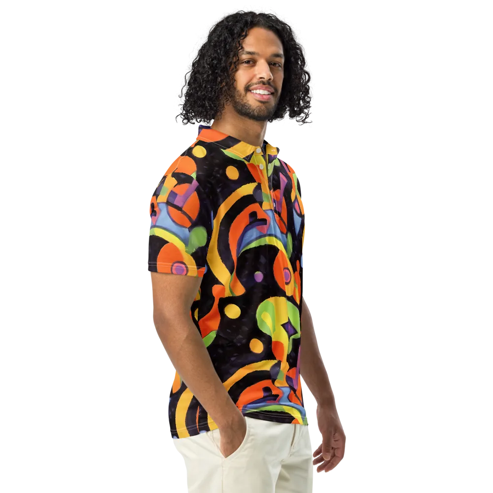 Neon Symphony on Men's Slim Fit Polo Shirt — Right Front