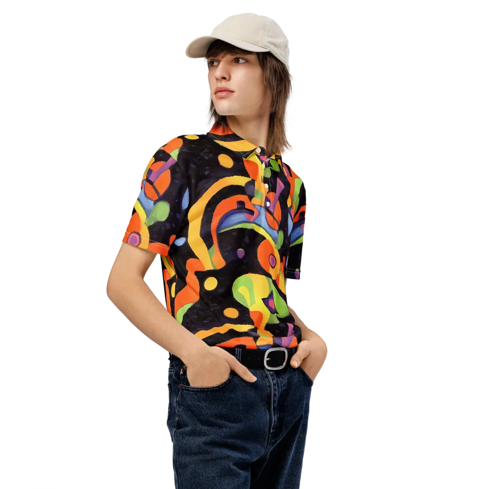 Neon Symphony on Men's Slim Fit Polo Shirt — Right Front
