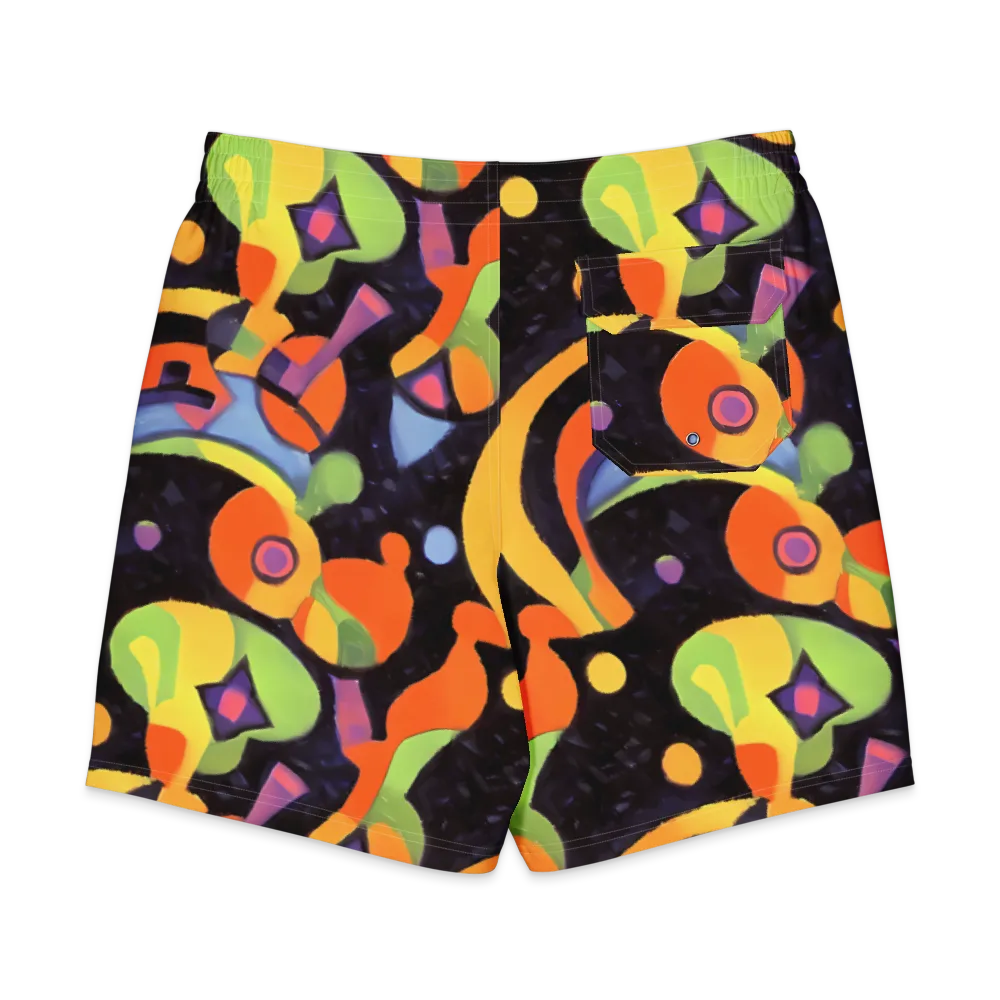 Neon Symphony on Men's Board Shorts — Back