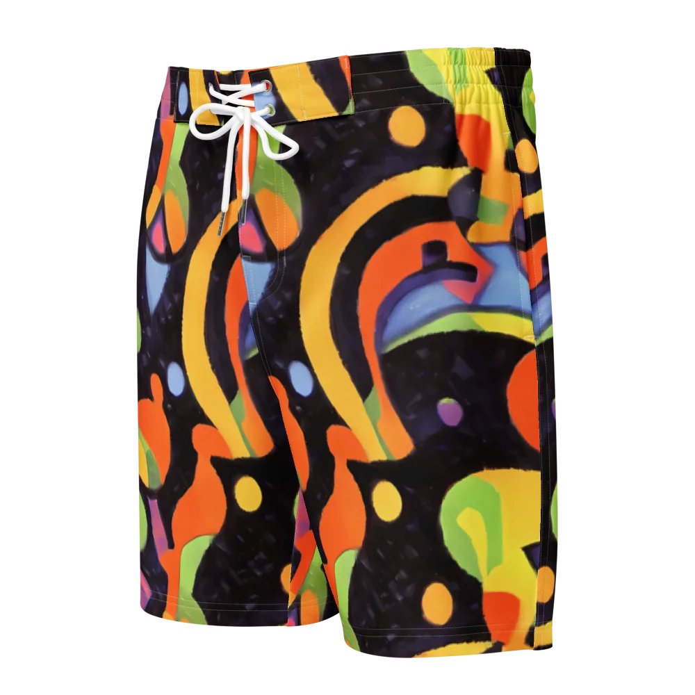 Neon Symphony on Men's Board Shorts — Front