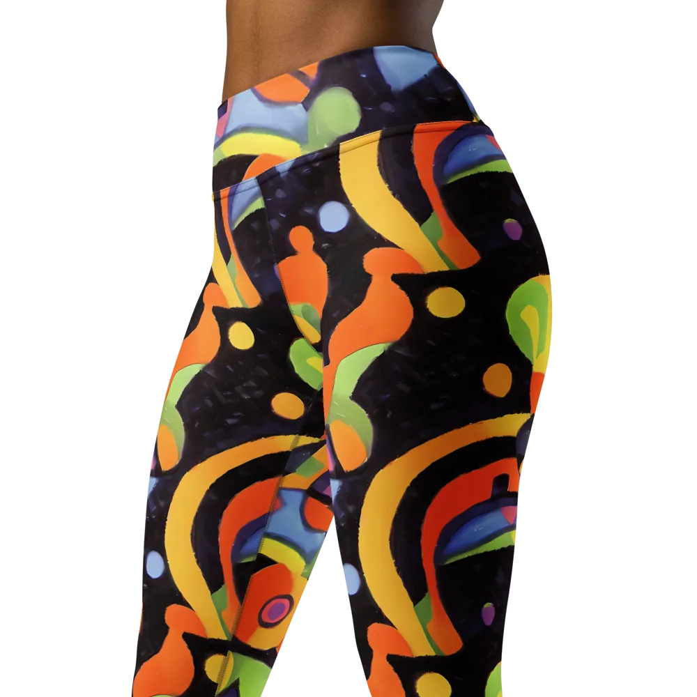 Neon Symphony on Yoga Leggings — Left Front