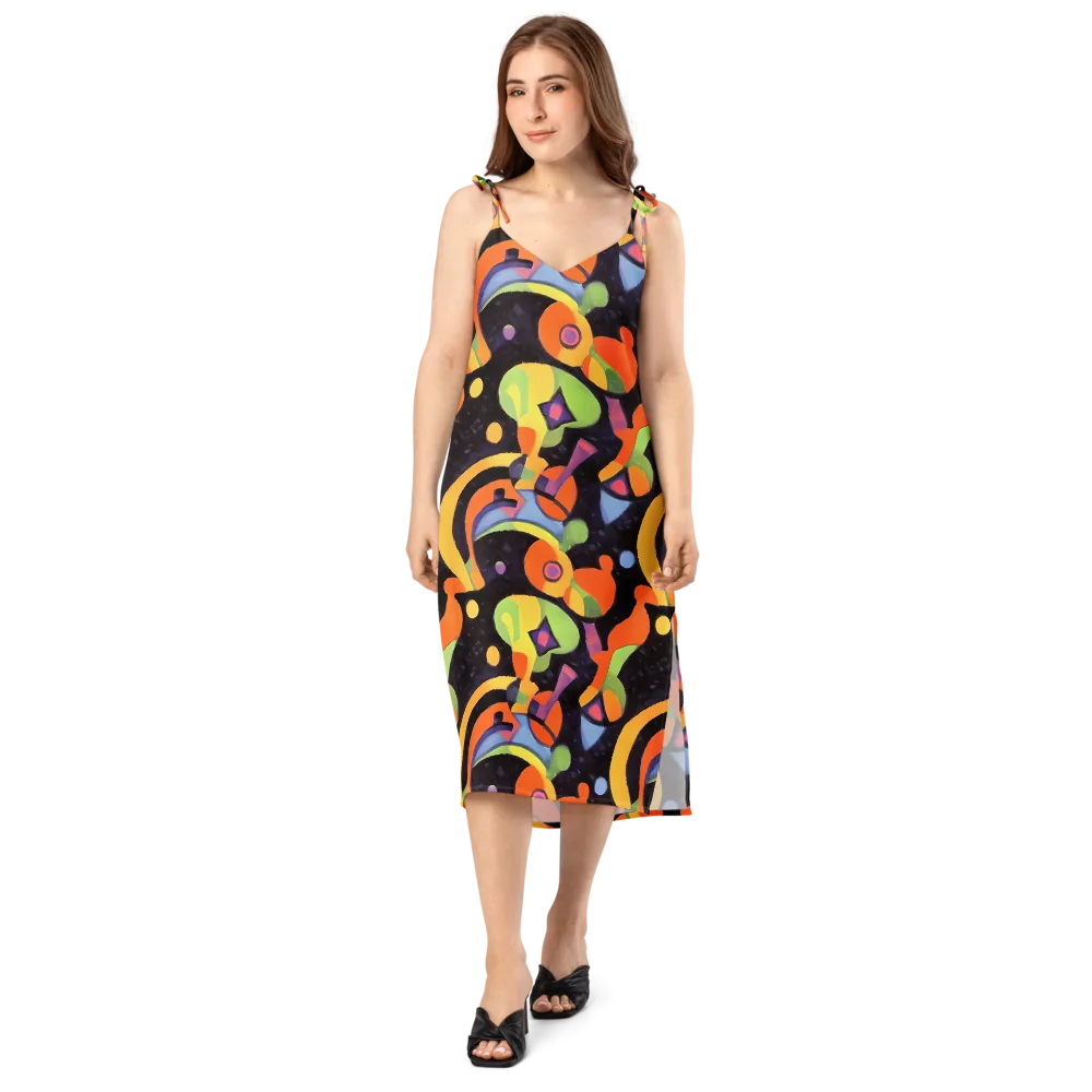 Neon Symphony on Slip Dress — Front
