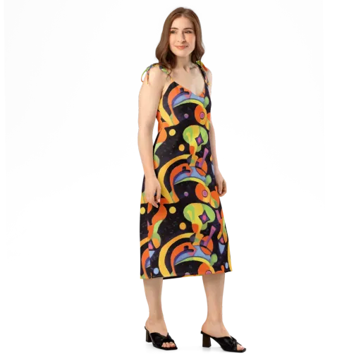 Neon Symphony on a Slip Dress