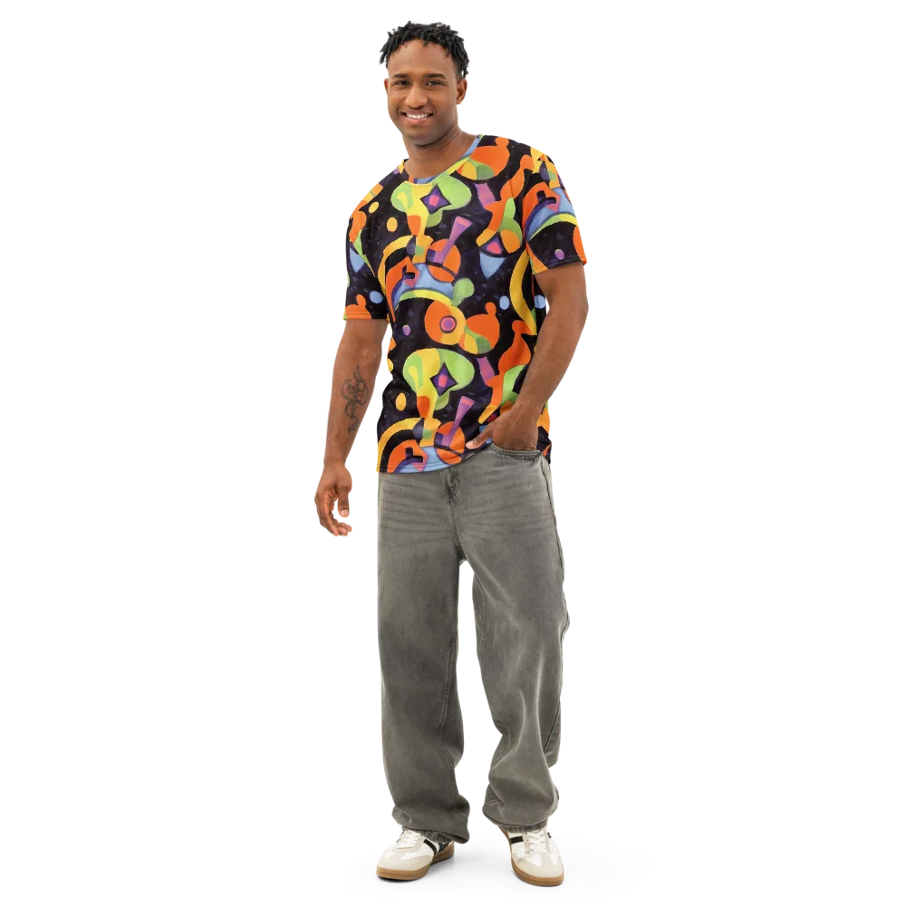 Neon Symphony on Men's Cotton Crew Neck T-Shirt — Front