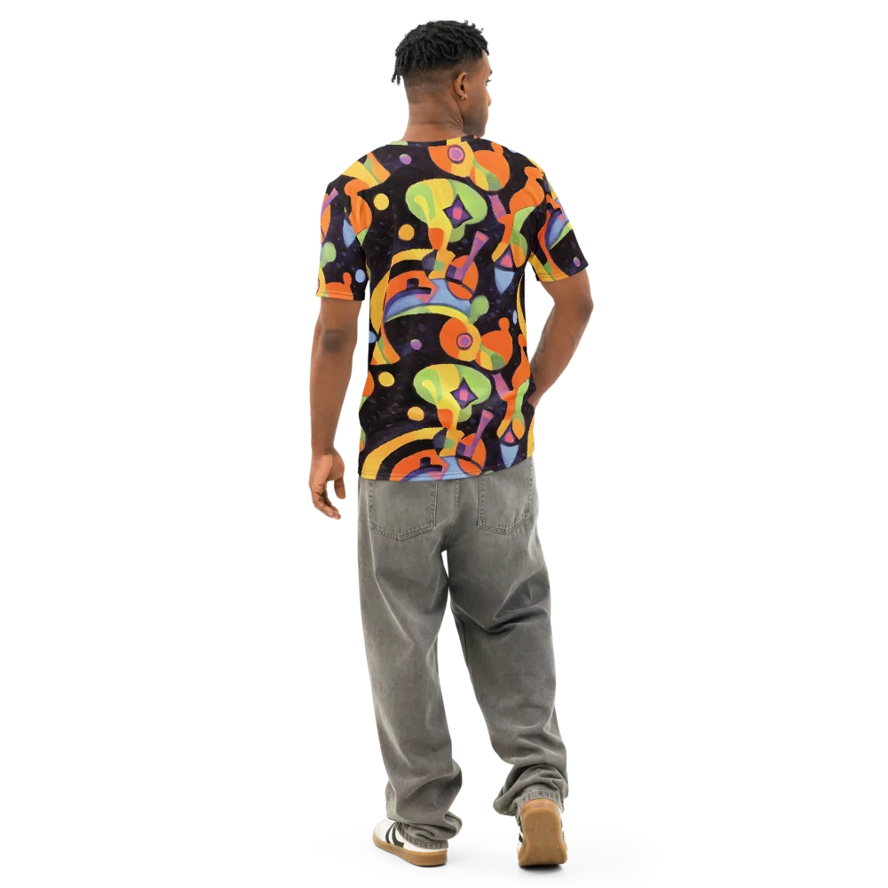 Neon Symphony on Men's Cotton Crew Neck T-Shirt — Back