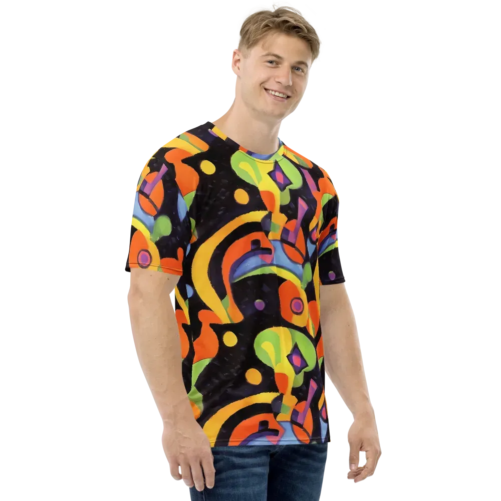 Neon Symphony on Men's Crew Neck T-Shirt — Right