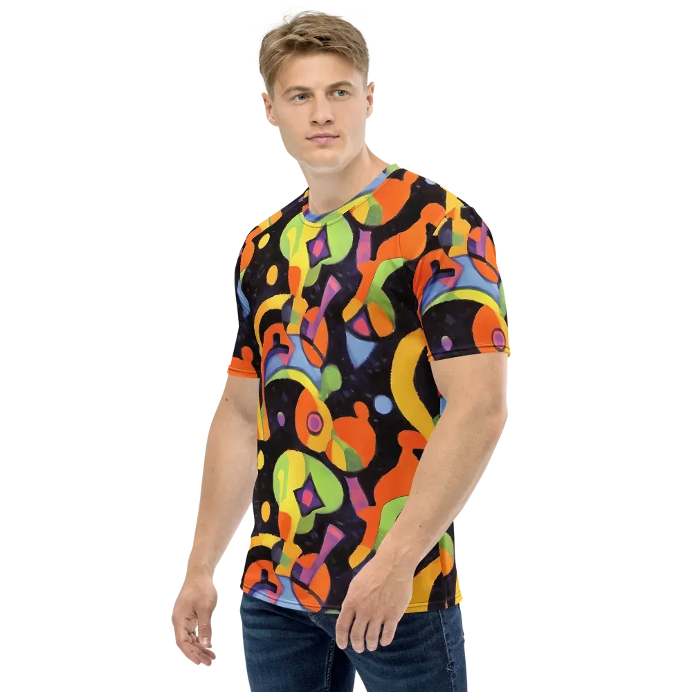 Neon Symphony on Men's Crew Neck T-Shirt — Left