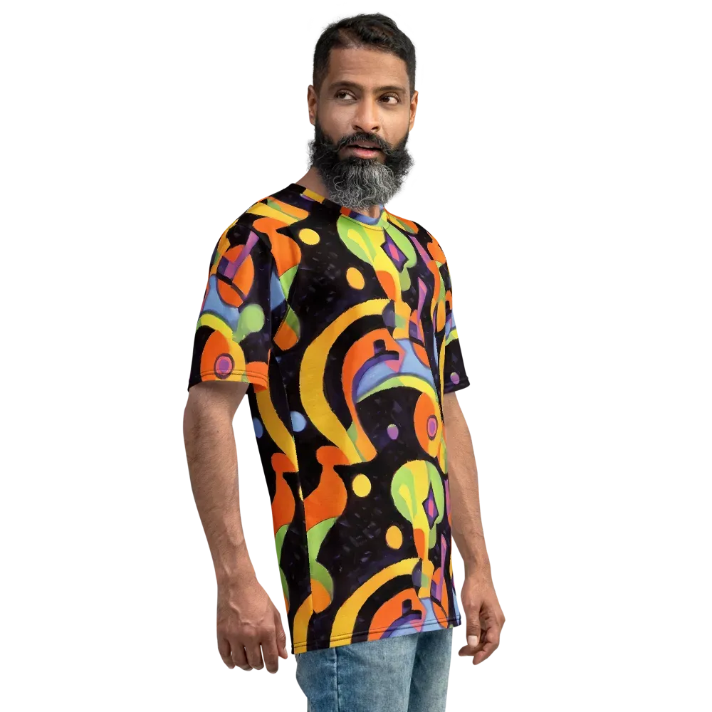 Neon Symphony on Men's Crew Neck T-Shirt — Right